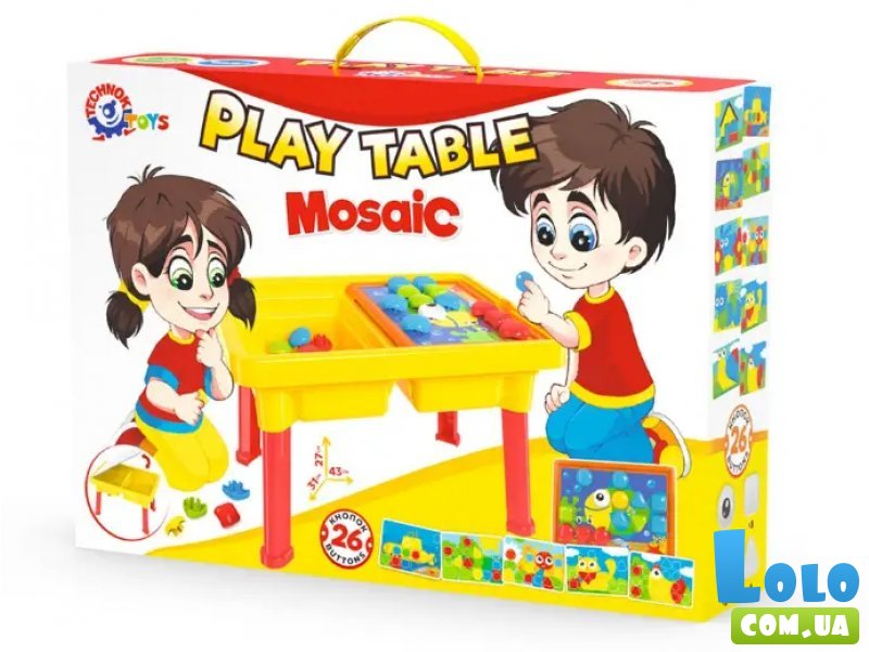 Мозаика для самых маленьких со столиком органайзером 26 дет., 10 картинок, ТехноК