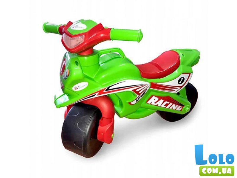 Мотоцикл - толокар с музыкальным рулем Полиция, Doloni Toys (салатовый)