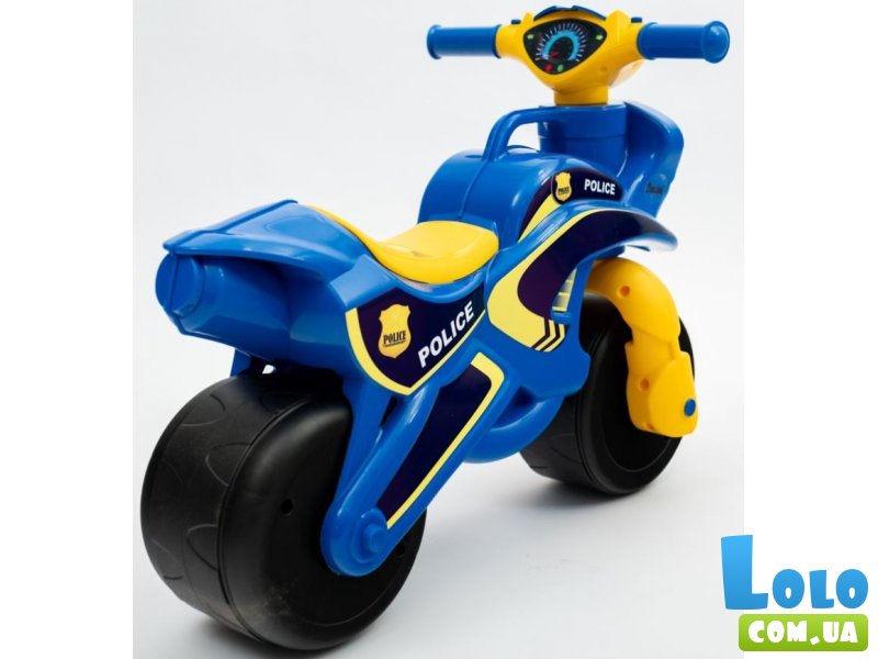 Мотоцикл - толокар с музыкальным рулем Полиция, Doloni Toys (синий)