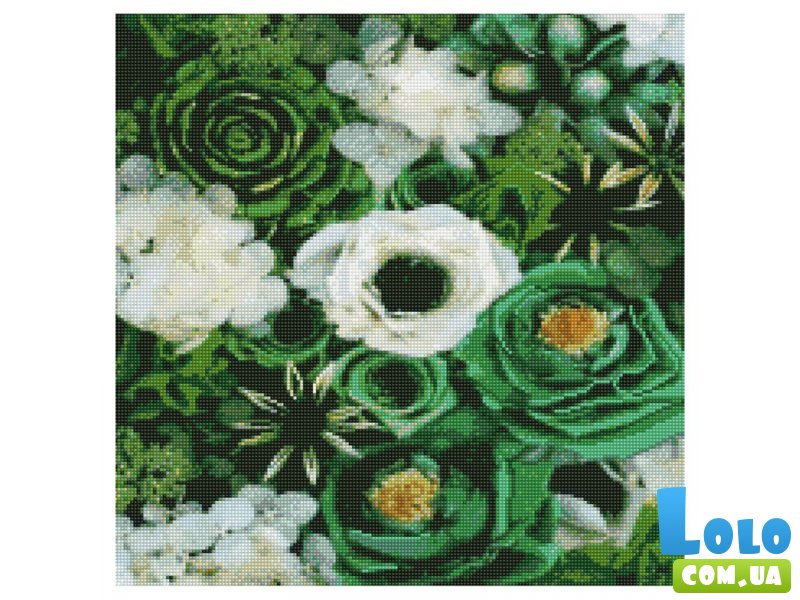 Алмазная мозаика Зеленые оттенки цветов, Strateg (50х50 см)