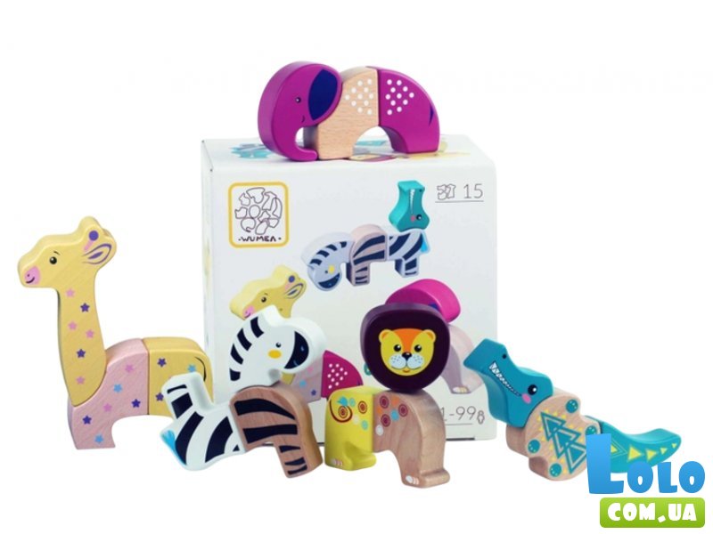 Магнитный деревянный конструктор Африканские животные