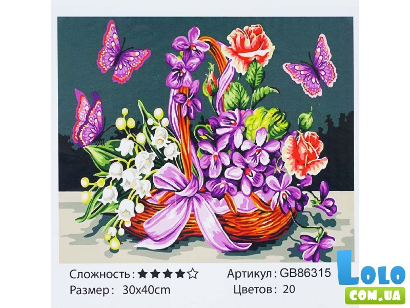 Алмазная мозаика Корзина с цветами, TK Group (30х40 см)