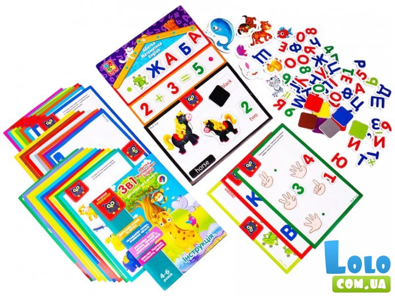 Магнитная игра с доской Алфавит Математика, Vladi Toys (укр)