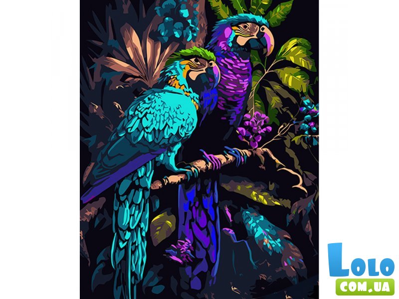 Картина по номерам Попугаи на ветке, Strateg (40х50 см)