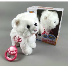 Мягкая интерактивная игрушка Собачка на поводке (белая)