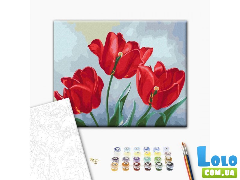 Картина по номерам Красные тюльпаны ©Anna Steshenko, Brushme (40х50 см)