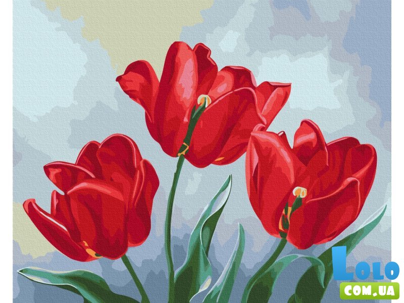 Картина по номерам Красные тюльпаны ©Anna Steshenko, Brushme (40х50 см)