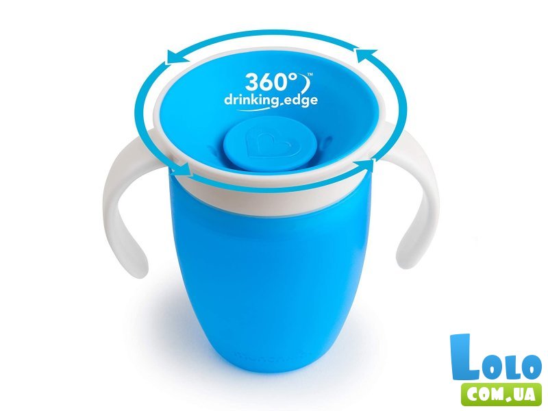 Чашка непроливная Miracle 360 ​​с крышкой 207 мл, Munchkin (голубой)