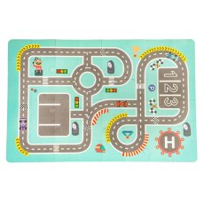 Деревянные кубики с ковриком Разноцветный город, Ecotoys, 161 шт.