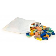 Деревянные кубики с ковриком Разноцветный город, Ecotoys, 161 шт.