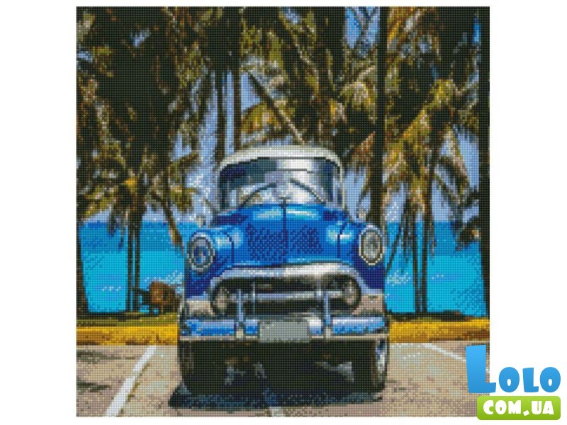 Алмазная мозаика Синий ретро автомобиль, Strateg (50х50 см)