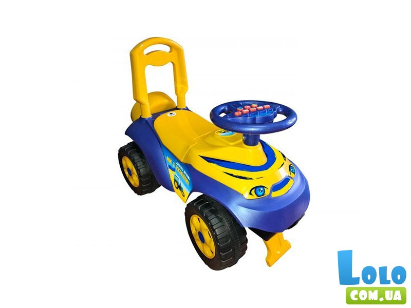 Автомобиль для прогулок – толокар с музыкальным рулем, Doloni Toys (желто-голубой)