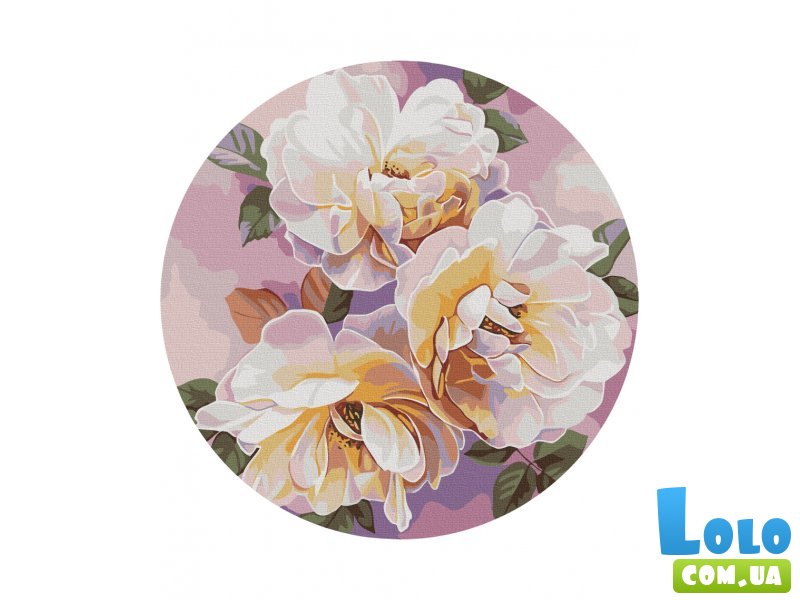 Картина по номерам круглая Белые розы ©Anna Steshenko, Brushme (30 см)