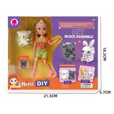 Кукла Nini с фигуркой животного и игрушкой-конструктором (в ассортименте)