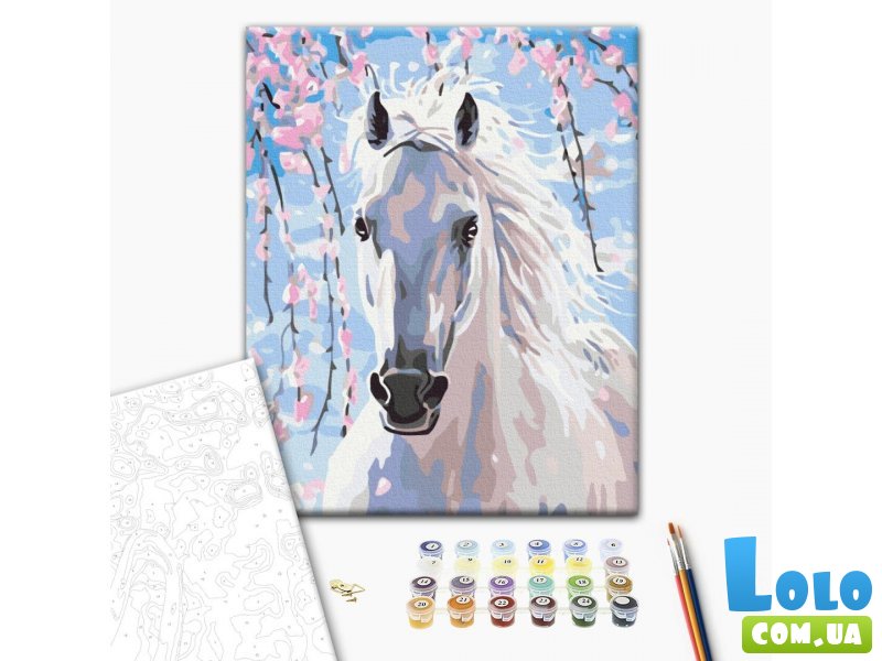 Картина по номерам Лошадь в цветах сакуры, Brushme (30х40 см)