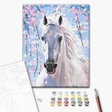 Картина по номерам Лошадь в цветах сакуры, Brushme (30х40 см)