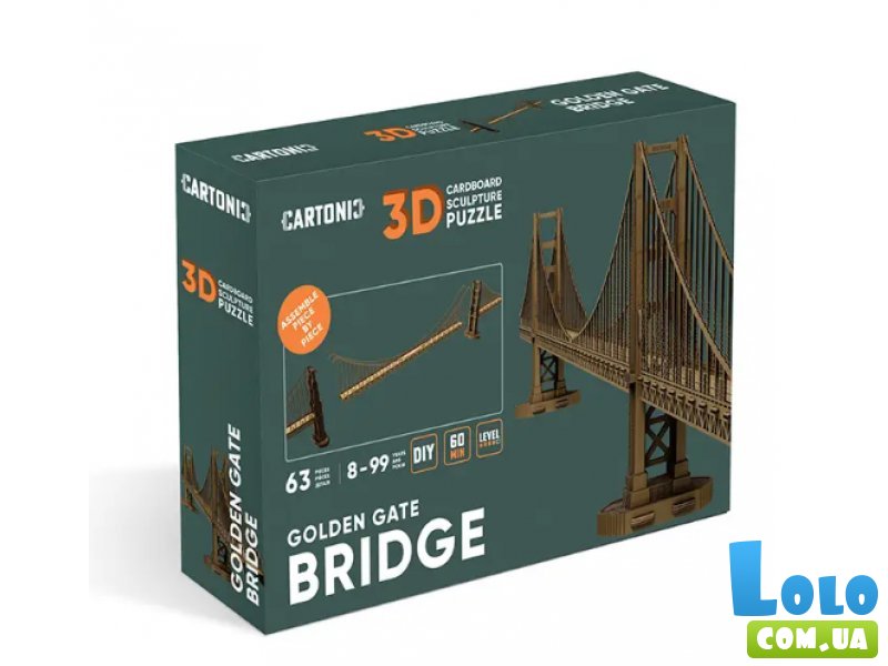 Картонный 3D пазл мост Золотые ворота, Cartonic, 63 эл.