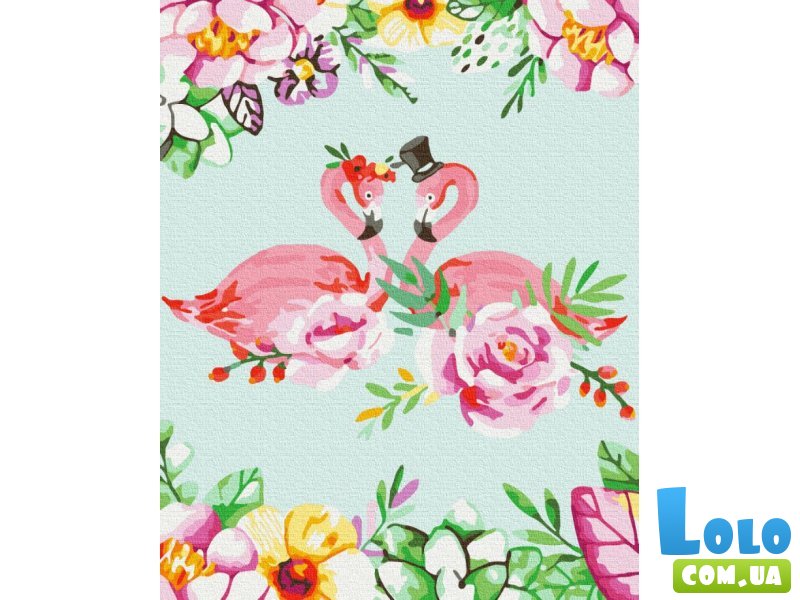 Картина по номерам Фламинго в цветочном арте, Brushme (40х50 см)