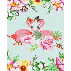 Картина по номерам Фламинго в цветочном арте, Brushme (40х50 см)