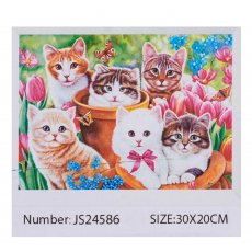 Алмазная мозаика Коты в цветах, TK Group (30х20 см)