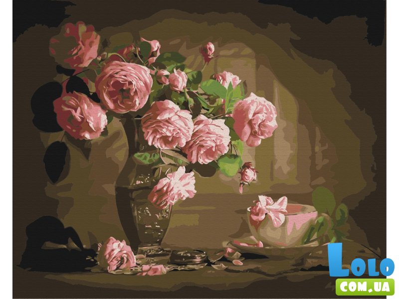 Картина по номерам Чайные розы в вазе, Brushme (40х50 см)