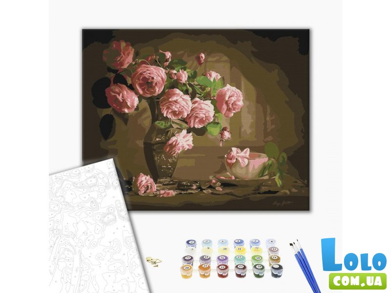 Картина по номерам Чайные розы в вазе, Brushme (40х50 см)