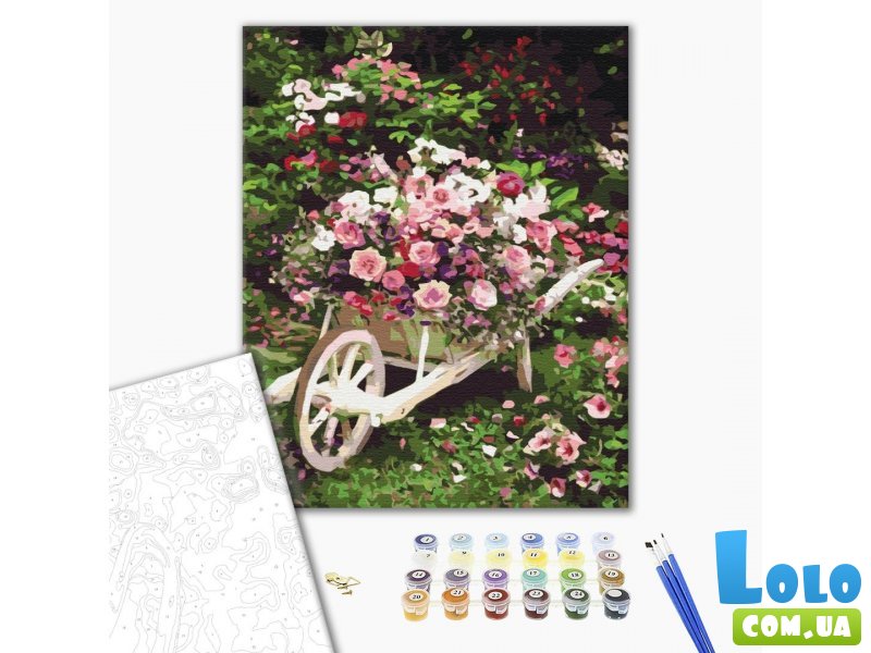 Картина по номерам Садовая тележка с цветами, Brushme (40х50 см)