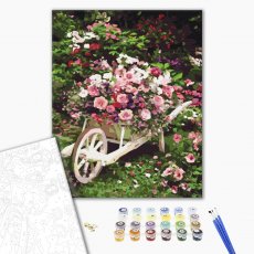 Картина по номерам Садовая тележка с цветами, Brushme (40х50 см)