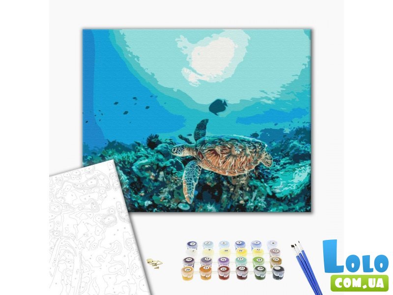 Картина по номерам Черепаха в коралловом рифе, Brushme (40х50 см)