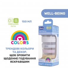 Бутылочка пластиковая  Well-Being Colors, Chicco, 150 мл (розовая)