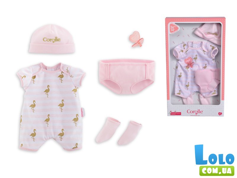 Набор одежды для пупса Фламинго с подгузником и пустышкой, Corolle