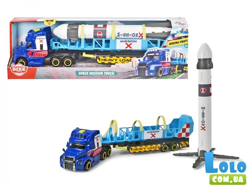 Грузовик Мак Космическая миссия с прицепом и ракетой, Dickie Toys