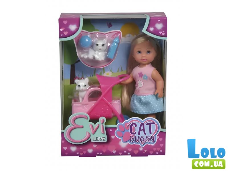 Кукла Эви Тележка с котятами и аксессуарами, Simba