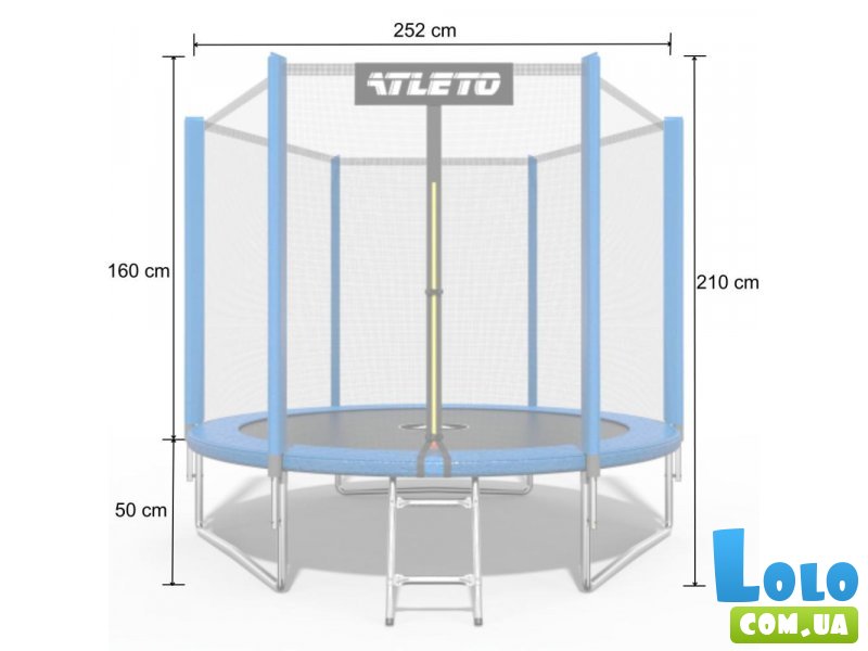 Батут детский с сеткой и лестницей, Atleto (синий)