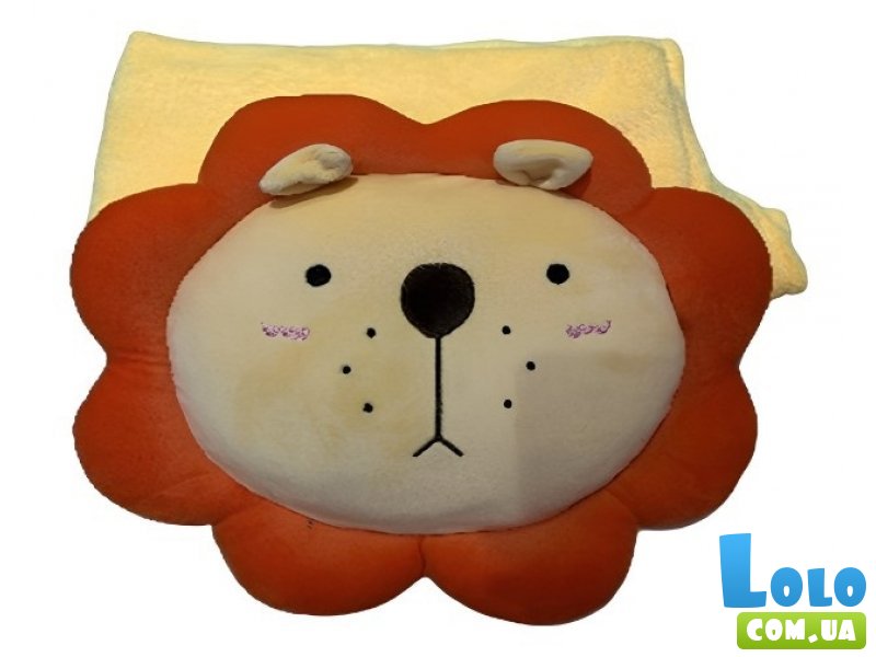 Мягкая игрушка подушка с пледом Лев, 40 см