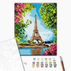 Картина по номерам Цветочный вид на Эйфелевую башню, Brushme (30х40 см)