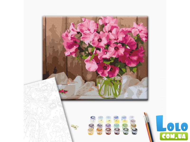 Картина по номерам Розовые петунии на столе, Brushme (30х40 см)