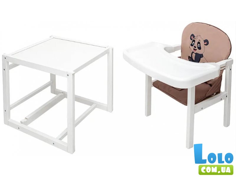 Стульчик-трансформер для кормления Пеппи-240, Babyroom (белый капучино / шоколад (панда)