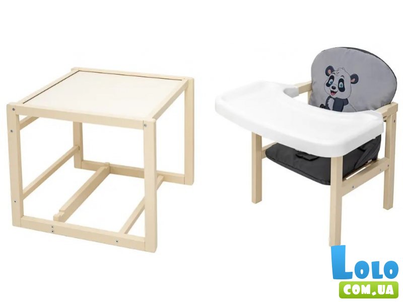 Стульчик-трансформер для кормления Пеппи-260, Babyroom (слоновая кость серый / графит (панда)