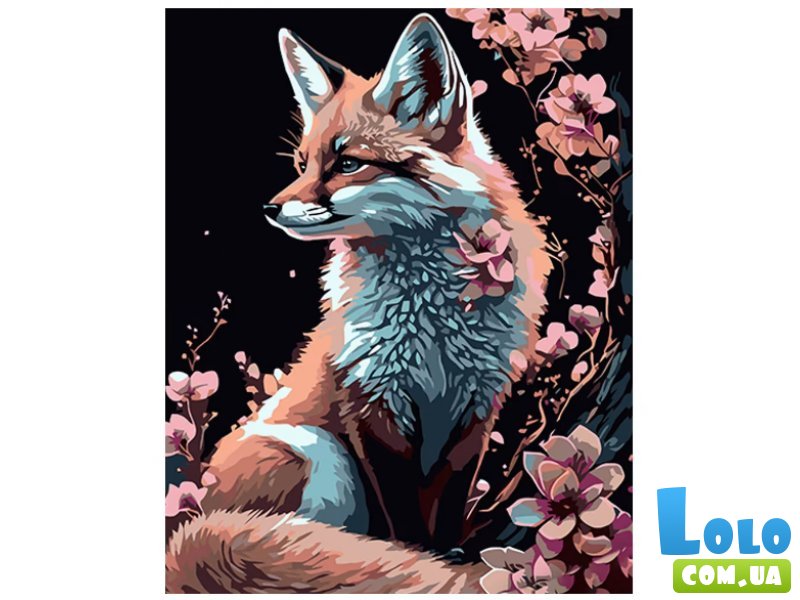 Картина по номерам Лиса в нежных цветках, Strateg (40х50 см)