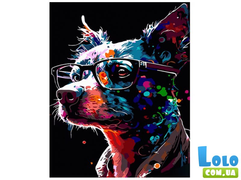 Картина по номерам Яркая собачка в очках, Strateg (40х50 см)