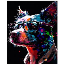 Картина по номерам Яркая собачка в очках, Strateg (40х50 см)
