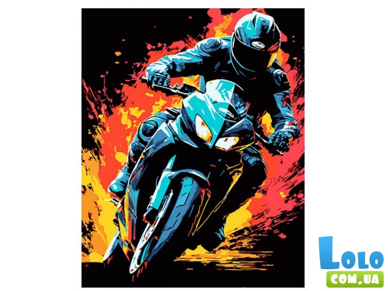 Картина по номерам Мотоциклист на байке, Strateg (40х50 см)