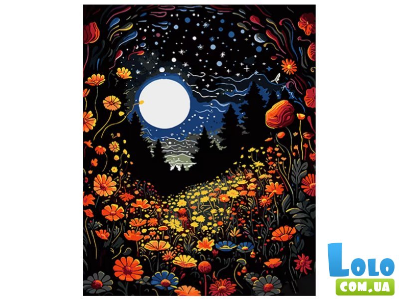 Картина по номерам Ночной цветочный лес, Strateg (40х50 см)