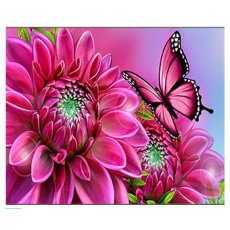 Алмазная мозаика Бабочка на ярких цветках, Strateg (30х40 см)
