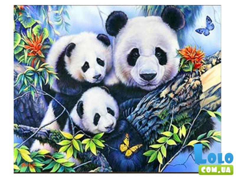 Алмазная мозаика Три панды, Strateg (30х40 см)