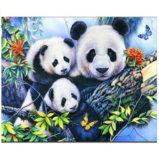 Алмазная мозаика Три панды, Strateg (30х40 см)