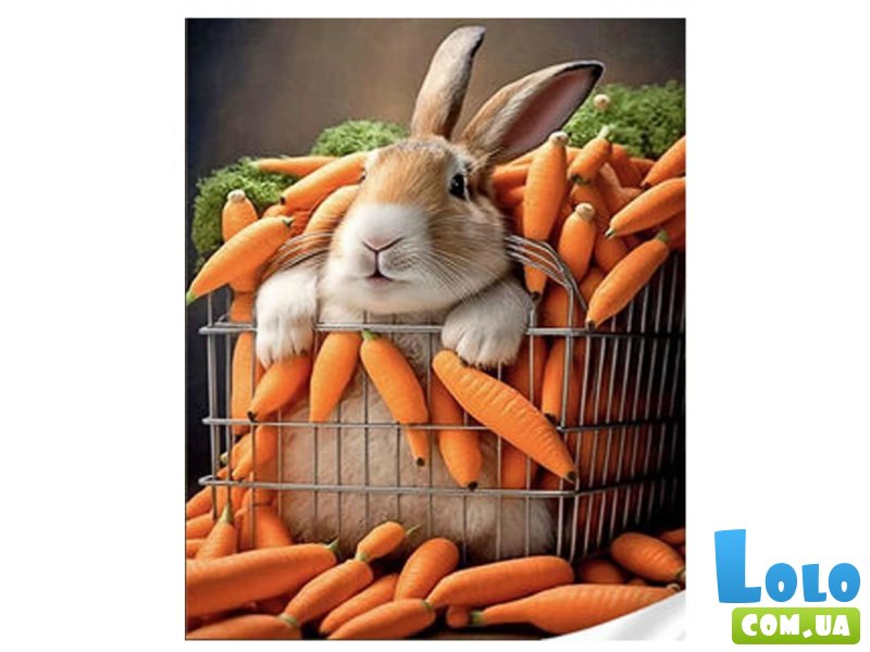 Алмазная мозаика Кролик в моркови, Strateg (30х40 см)