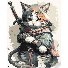 Картина по номерам Кот в костюме самурая, Strateg (30х40 см)