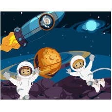 Картина по номерам Друзья космонавты, Strateg (30х40 см)